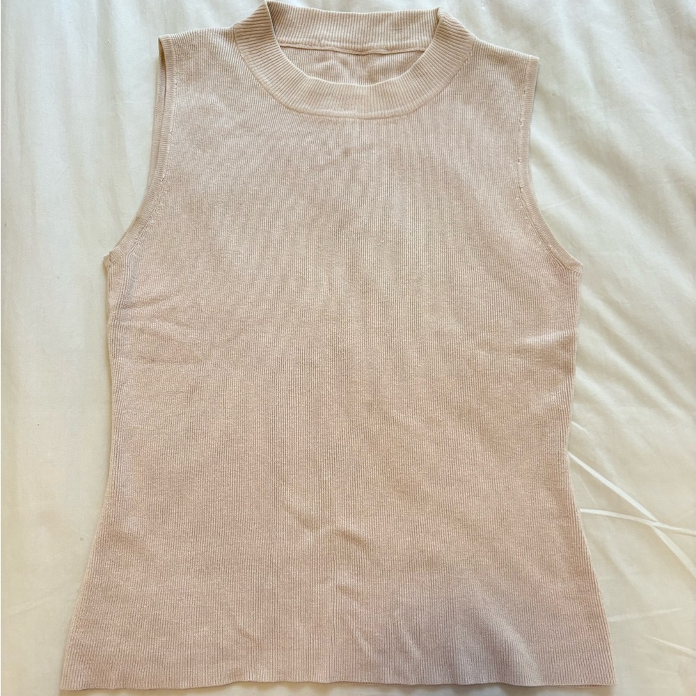 Sleeveless Knit Tank Top - Soft Pinky Cream